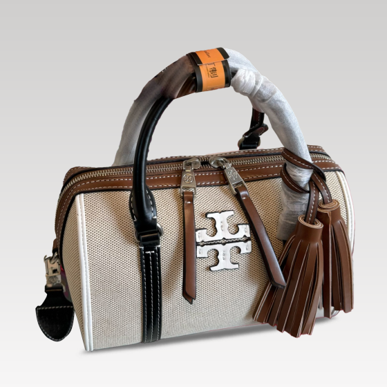 Tory burch Canvas tassel Boston Pillow Bag