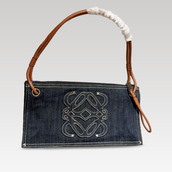 Loewe deep blue denim baguette underarm bag