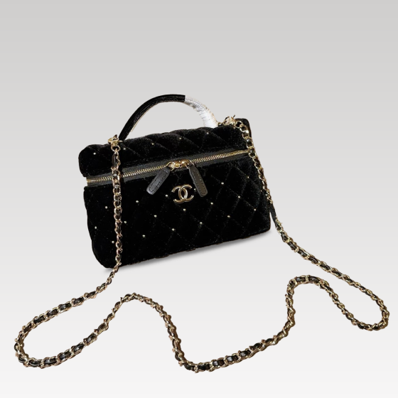 Chanel Lp Velvet lunch box bag