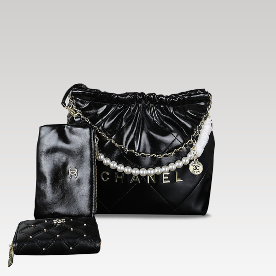 Chanel garbage bag with scarf and wallet