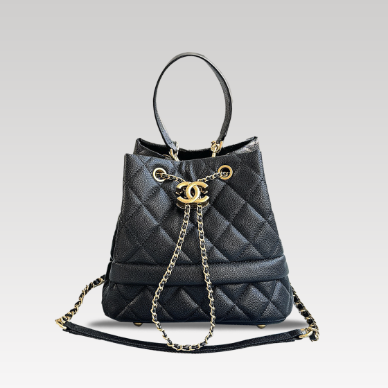 Chanel drawstring hand-held bucket bag