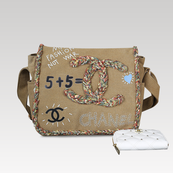 Chanel graffiti messenger bag + Scarf + wallet